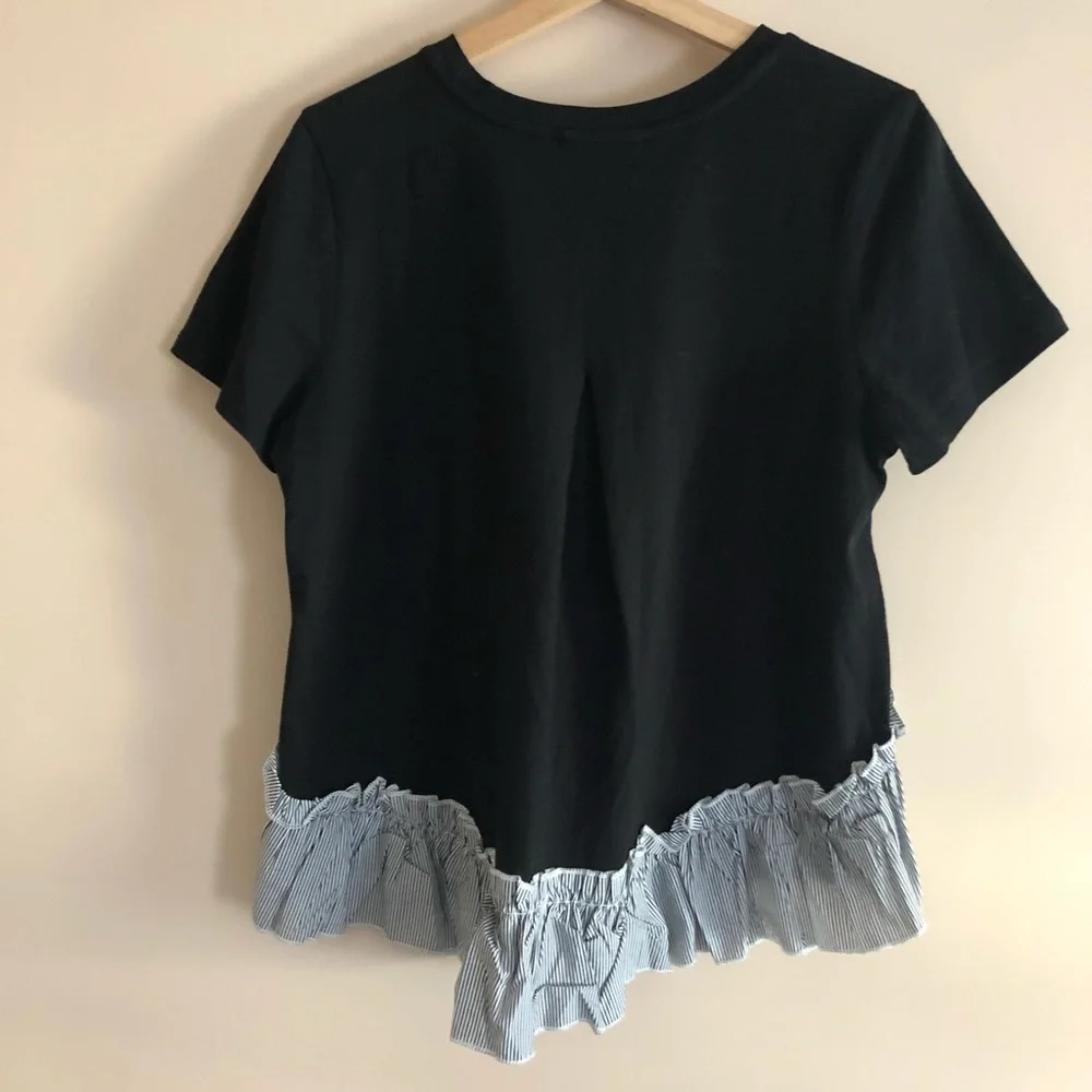 😢Nicole Miller High/Low Ruffled Top Medium - Picture 2 of 6